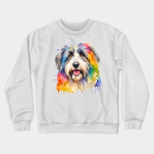 Polish Lowland Sheepdog Watercolor Portrait Crewneck Sweatshirt